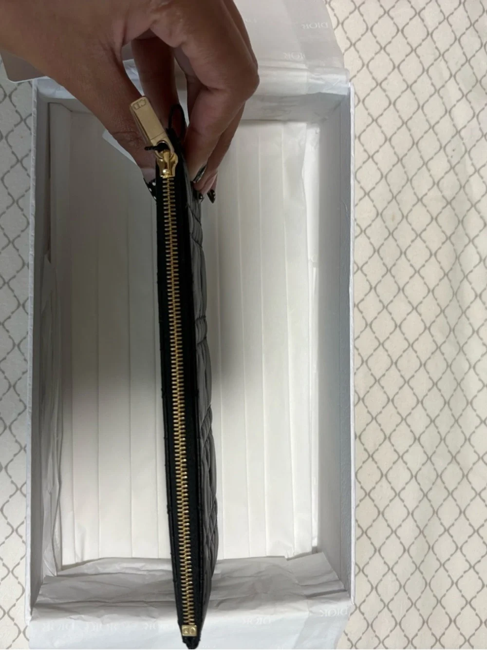 NWT Authentic Dior Black Quilted Leather Zip Pouch (2025)